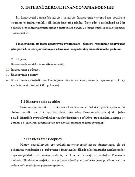 schéma financovania podniku