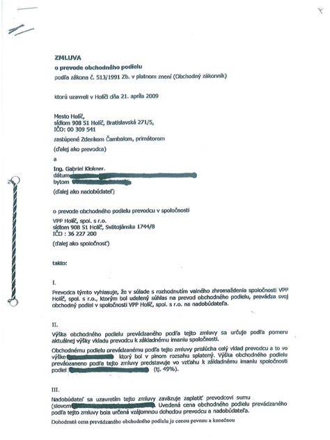 zmluva o prevode obchodného podielu dokument