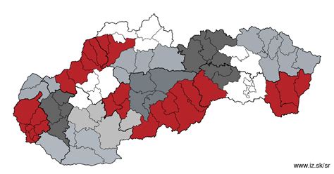 Mapa Slovenska finančné zdravie regióny