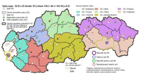 Mapa súdov a právnických kancelárií v regióne Namestovo